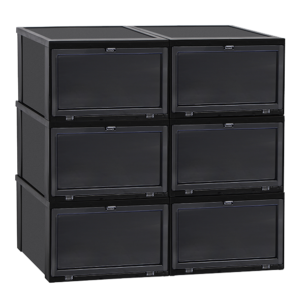 Boxing Day Sale // Drop Front Sneaker Display Cases | Black - Pack of 6 Cases - LaceSpace